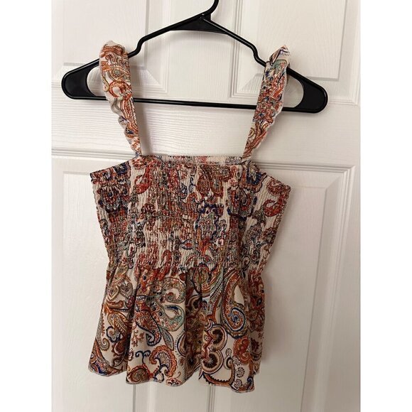 Paisley Smocked Peplum Tank Size Small - Picture 1 of 4
